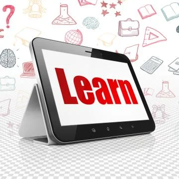 Learning concept: Tablet Computer with Learn on display 스톡 일러스트