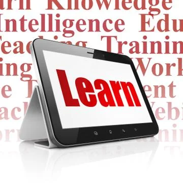 Learning concept: Tablet Computer with Learn on display Illustrazione stock