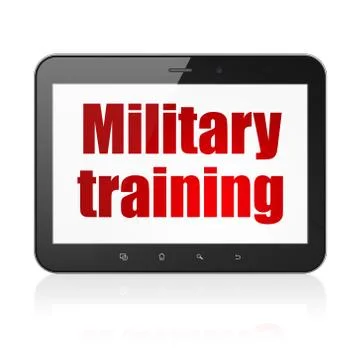 Learning concept: Tablet Computer with Military Training on display Stock Illustration