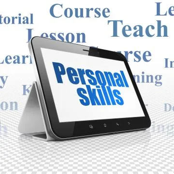 Learning concept: Tablet Computer with Personal Skills on display 스톡 일러스트