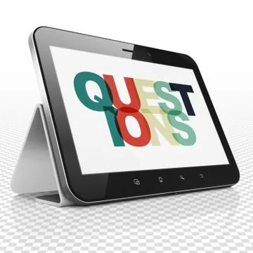 Learning concept: Tablet Computer with Questions? on  display Stock Illustration