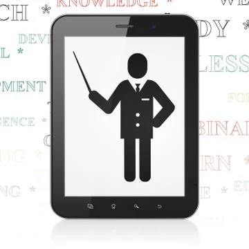 Learning concept: Tablet Computer with Teacher on display Stock Illustration