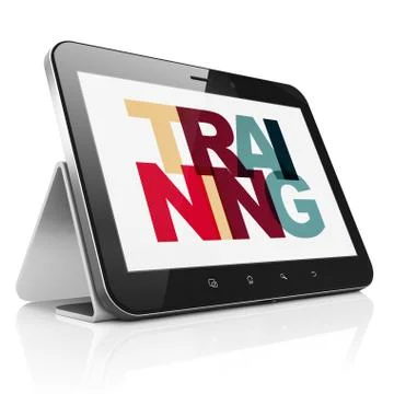 Learning concept: Tablet Computer with Training on  display 스톡 일러스트