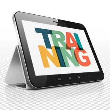 Learning concept: Tablet Computer with Training on  displa Stock Illustration