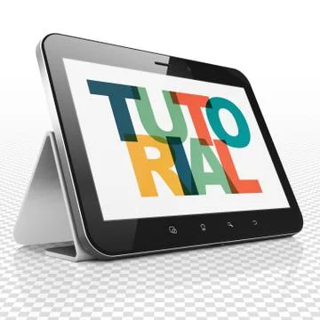 Learning concept: Tablet Computer with Tutorial on  display Stock Illustration
