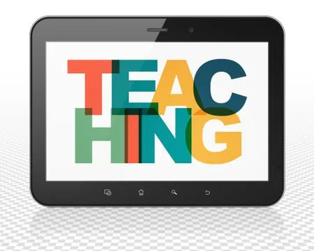 Learning concept: Tablet Pc Computer with Teaching on  display 스톡 일러스트