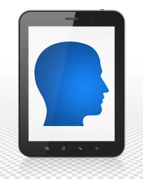 Learning concept: Tablet Pc Computer with Head on display Stock Illustration