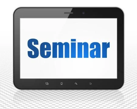 Learning concept: Tablet Pc Computer with Seminar on display 스톡 일러스트
