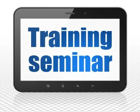 Learning concept: Tablet Pc Computer with Training Seminar on display Illustrazione stock