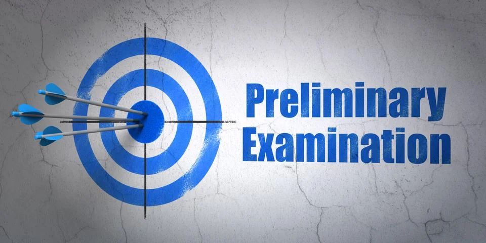 Learning concept: target and Preliminary Examination on wall background Stock Illustration