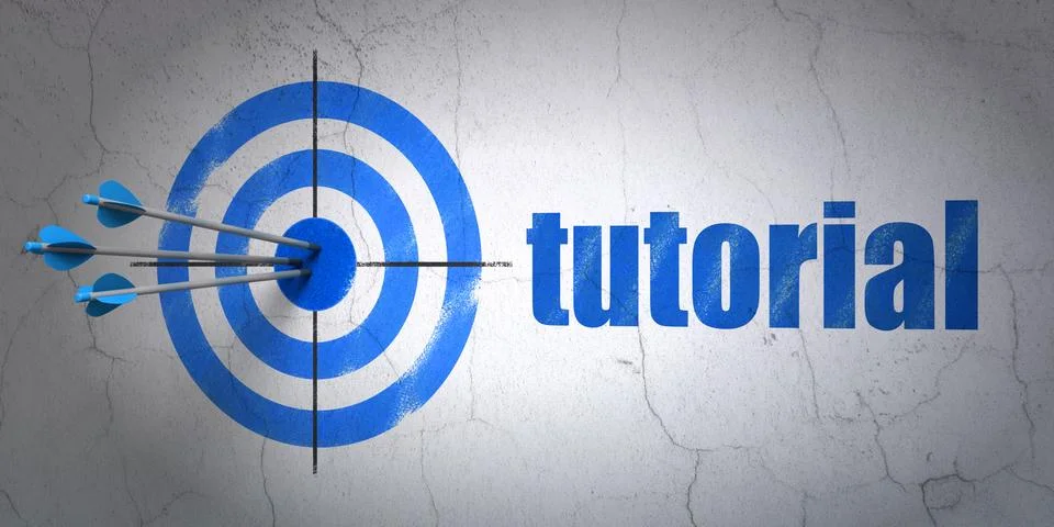 Learning concept: target and Tutorial on wall background Illustrazione stock