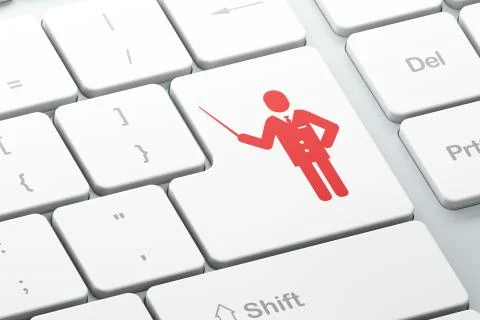 Learning concept: Teacher on computer keyboard background 스톡 일러스트