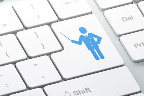 Learning concept: Teacher on computer keyboard background Stock Illustration