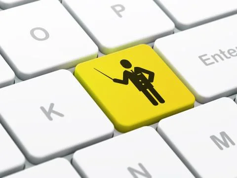 Learning concept: Teacher on computer keyboard background 스톡 일러스트