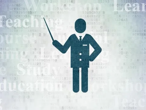 Learning concept: Teacher on Digital Data Paper background Illustrazione stock