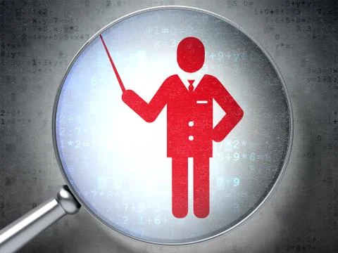 Learning concept: Teacher with optical glass on digital background Stockillustratie