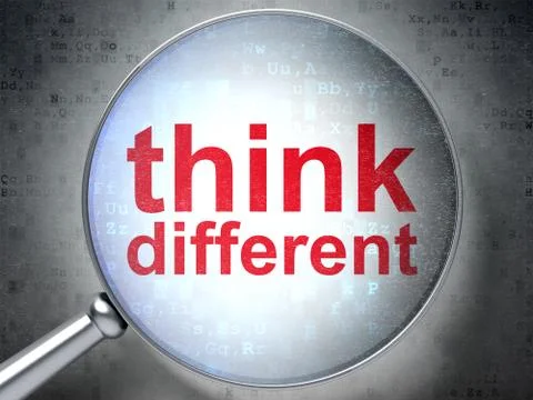 Learning concept: Think Different with optical glass Stockillustratie