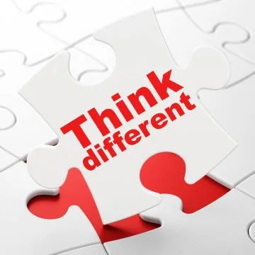 Learning concept: Think Different on puzzle background 스톡 일러스트