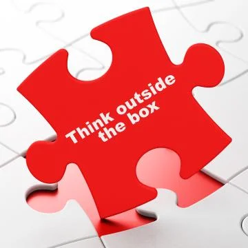 Learning concept: Think outside The box on puzzle background Stock Illustration