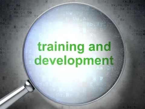 Learning concept: Training and Development with optical glass Stock Illustration