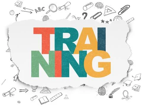 Learning concept: Training on Torn Paper background Stock Illustration