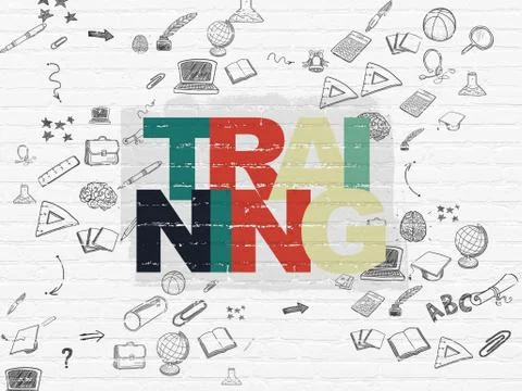 Learning concept: Training on wall background Illustrazione stock