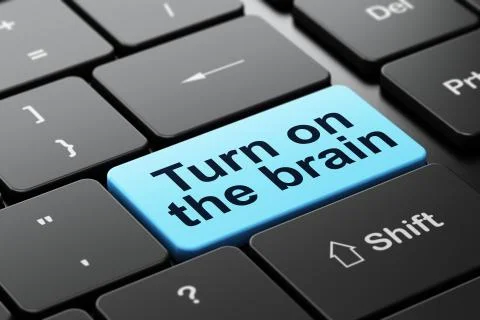 Learning concept: Turn On The Brain on computer keyboard background Stock Illustration