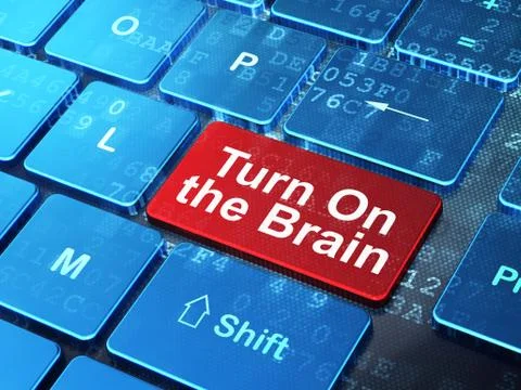 Learning concept: Turn On The Brain on computer keyboard background 스톡 일러스트