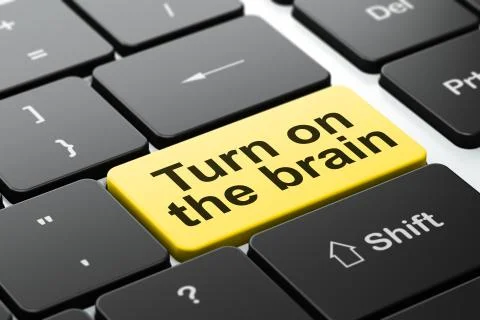 Learning concept: Turn On The Brain on computer keyboard background Illustrazione stock