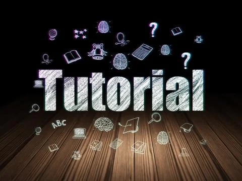 Learning concept: Tutorial in grunge dark room Stock Illustration