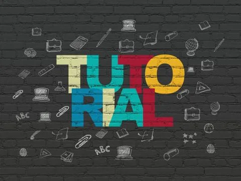 Learning concept: Tutorial on wall background Ilustração Stock