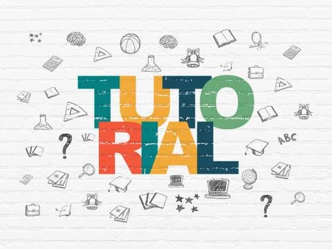 Learning concept: Tutorial on wall background Stock Illustration