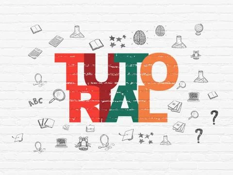 Learning concept: Tutorial on wall background Stock Illustration