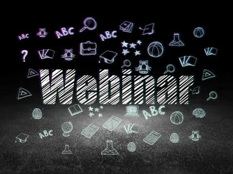 Learning concept: Webinar in grunge dark room Stock Illustration