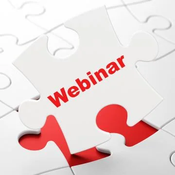 Learning concept: Webinar on puzzle background Illustrazione stock