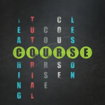 Learning concept: word Course in solving Crossword Puzzle Illustrazione stock