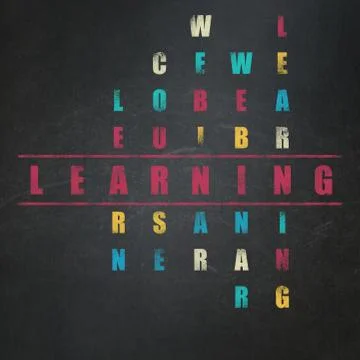 Learning concept: word Learning in solving Crossword Puzzle Stock Illustration