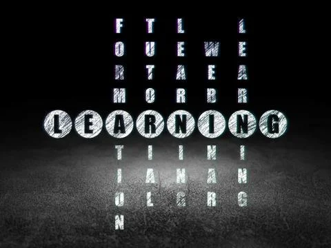 Learning concept: word Learning in solving Crossword Puzzle Stockillustratie