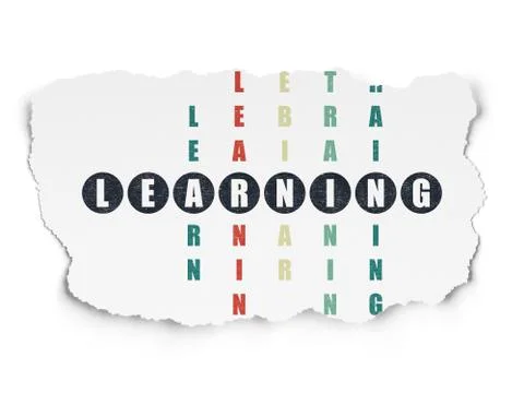 Learning concept: word Learning in solving Crossword Puzzle Stockillustratie