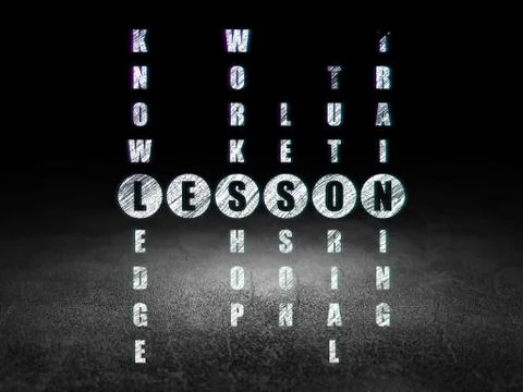 Learning concept: word Lesson in solving Crossword Puzzle Stock Illustration
