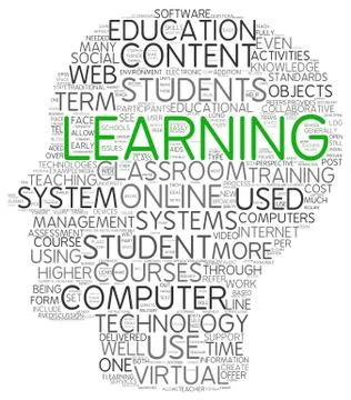 Learning concept in word tag cloud Illustrazione stock