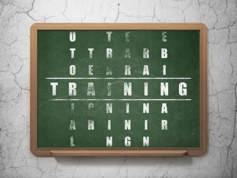 Learning concept: word Training in solving Crossword Puzzle Illustrazione stock