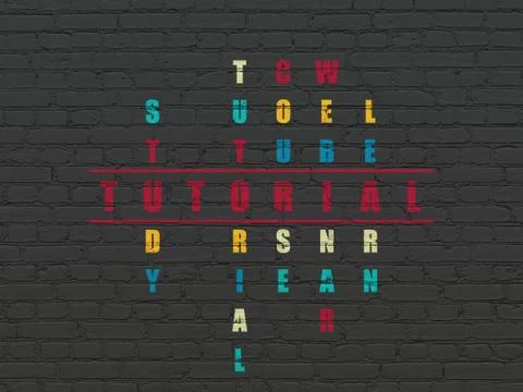 Learning concept: word Tutorial in solving Crossword Puzzle Stock Illustration