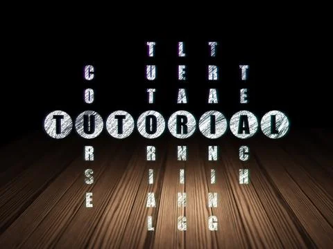 Learning concept: word Tutorial in solving Crossword Puzzle Stock Illustration