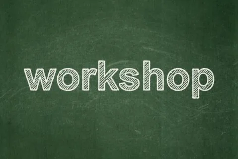Learning concept: Workshop on chalkboard background Stock Illustration