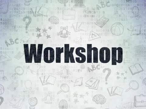 Learning concept: Workshop on Digital Data Paper background Illustrazione stock