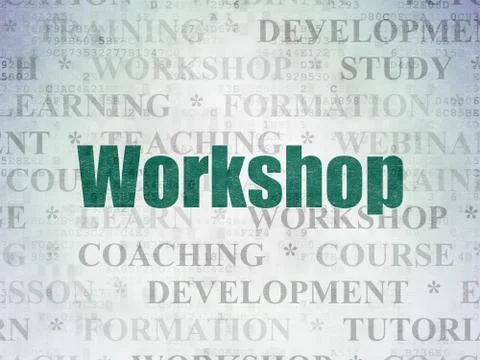 Learning concept: Workshop on Digital Data Paper background Stock Illustration