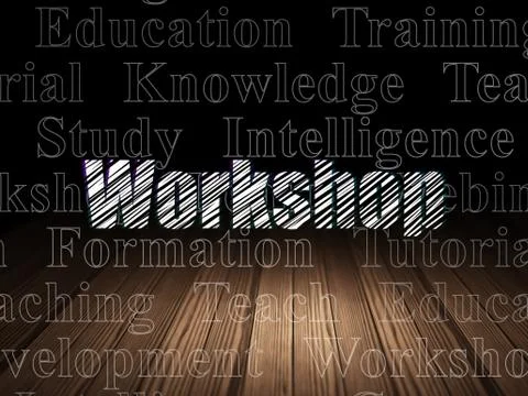Learning concept: Workshop in grunge dark room Stock Illustration
