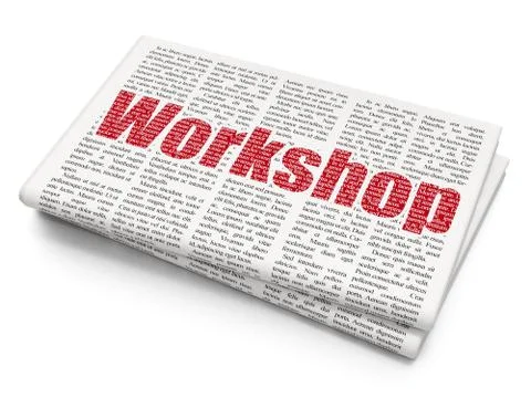 Learning concept: Workshop on Newspaper background Stock Illustration