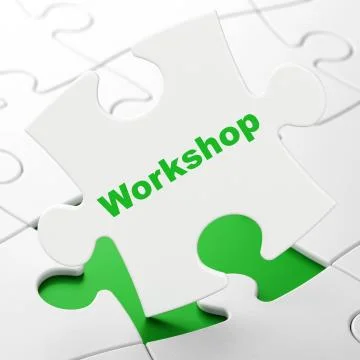Learning concept: Workshop on puzzle background Stock Illustration